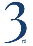 The number three is written in blue on a white background.