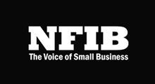 NFIB logo in white text on a black background, with the tagline “The Voice of Small Business”
