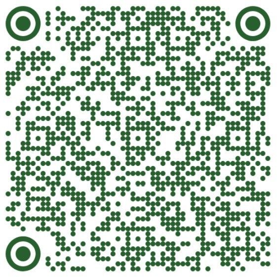 QR code, blue and white, containing data readable by a device.