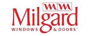 Milgard logo: Red text