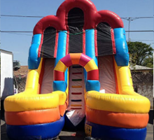 Double line bounce house water slide