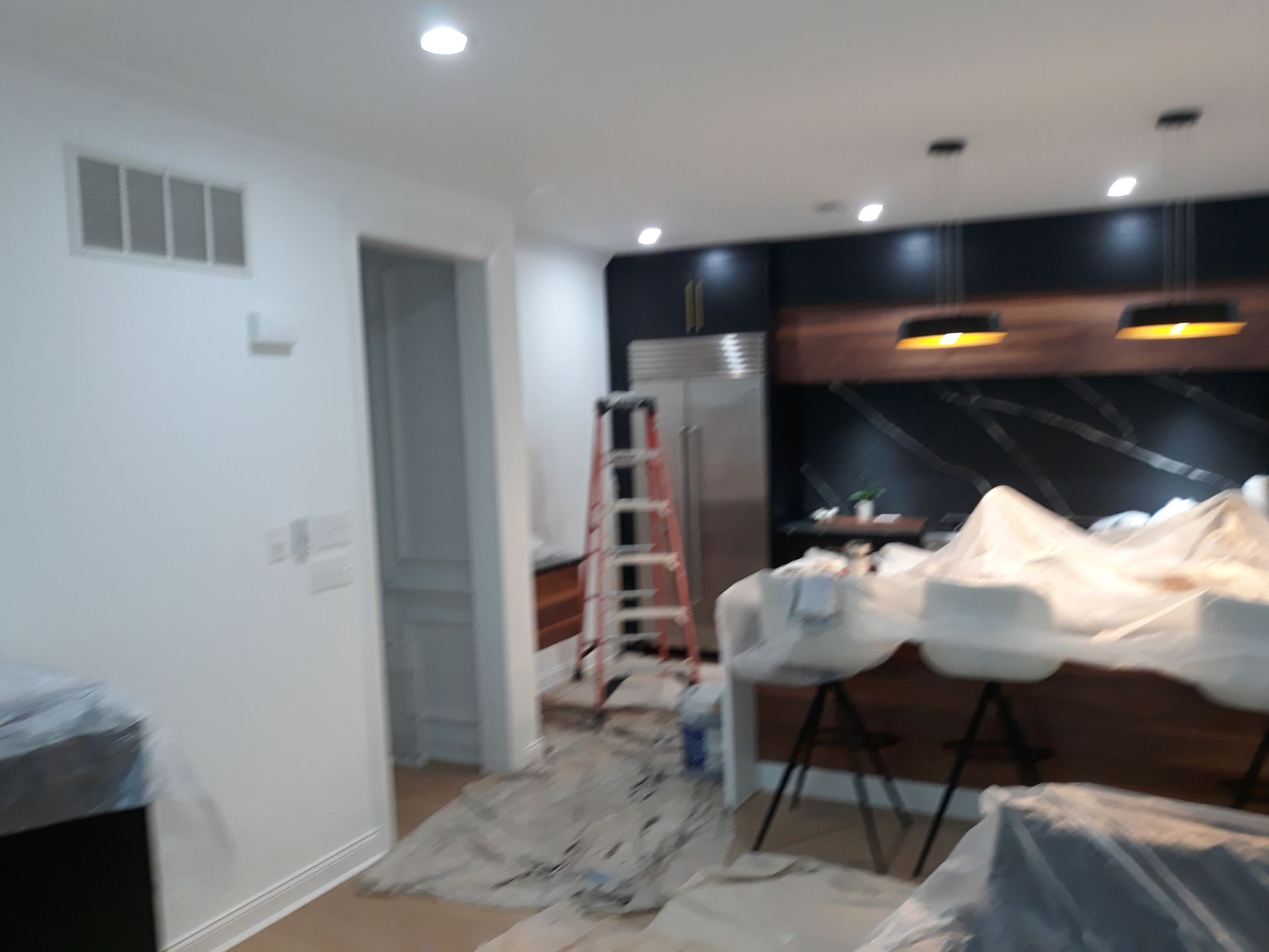 ultra modern kitchen and family room