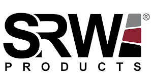 The logo for srw products is black and red on a white background.