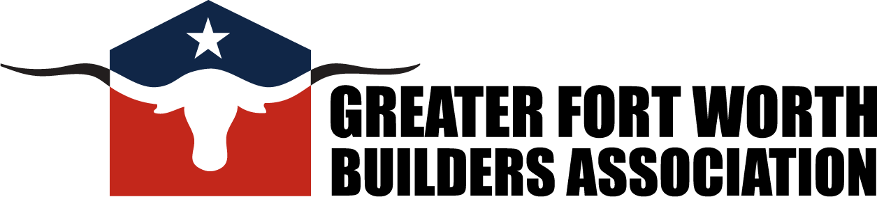 Logo for the Greater Fort Worth Builders Association. Features a red and blue design with a star and steer horns.