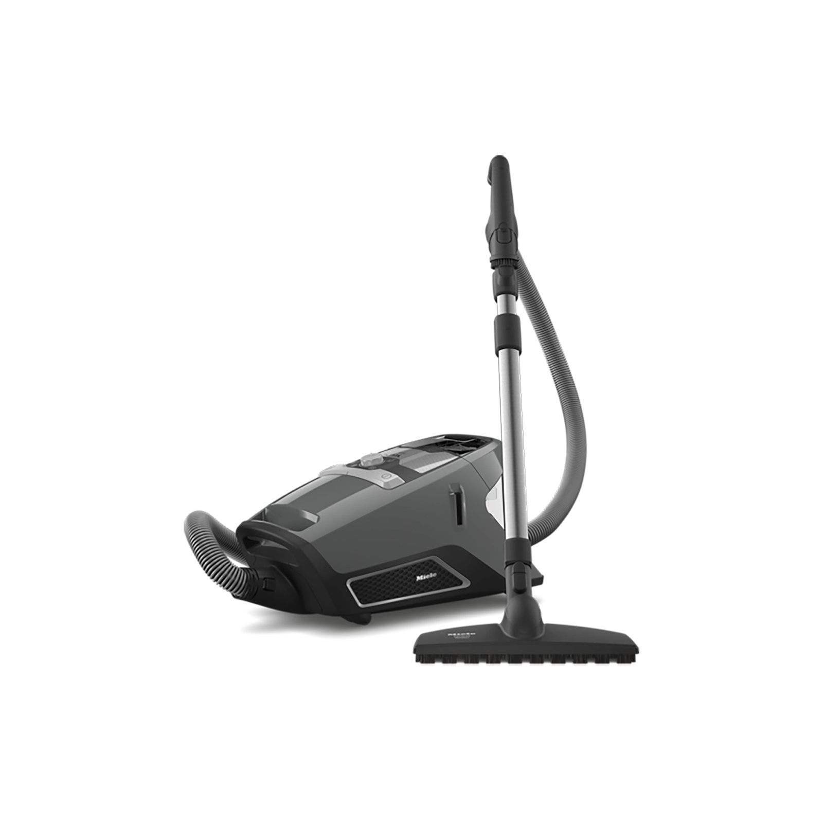 Bagless canister vacuum cleaner with high suction power and telescopic tube for thorough, convenient vacuuming.