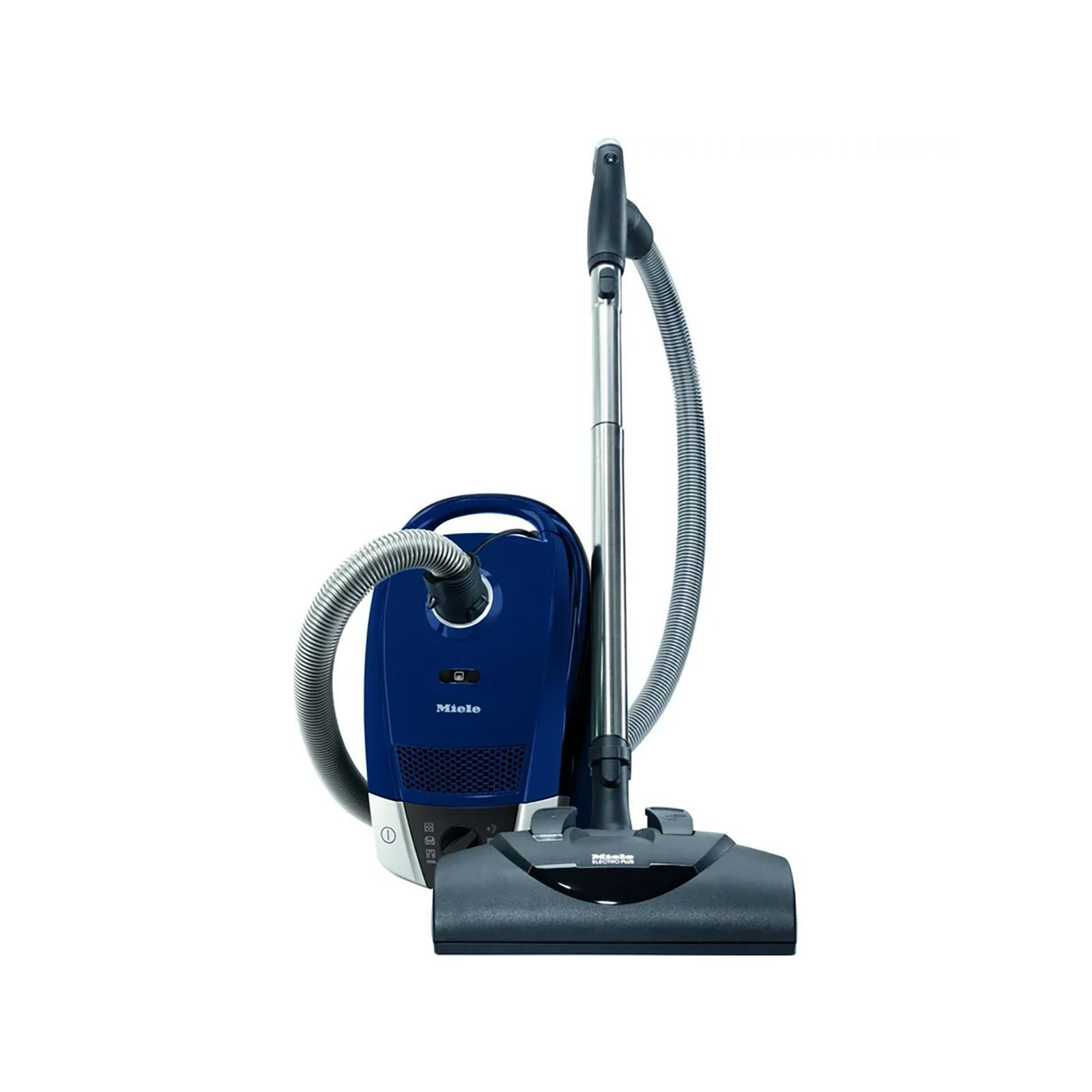 Canister vacuum cleaner with electrobrush for thorough cleaning of heavy-duty carpeting.