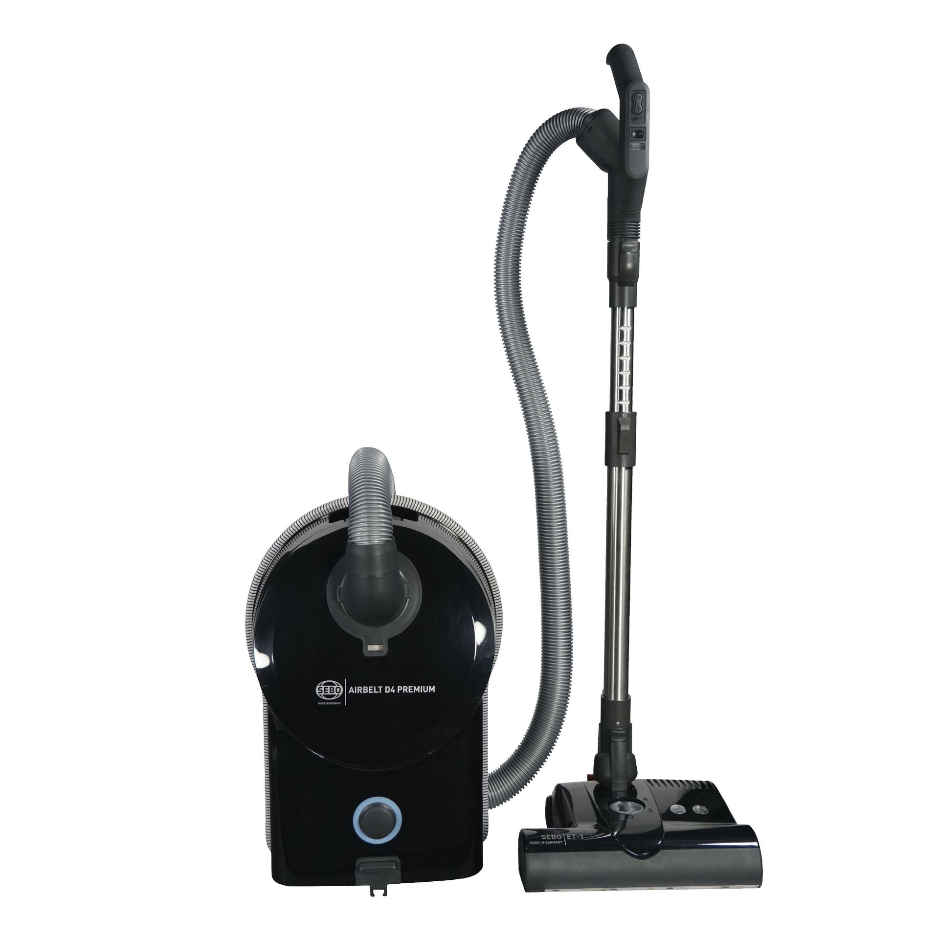 Powerful, ultra-quiet, full-size canister vacuum cleaner with parquet brush and ET-1 electric power head that cleans both carpets and hard floors.