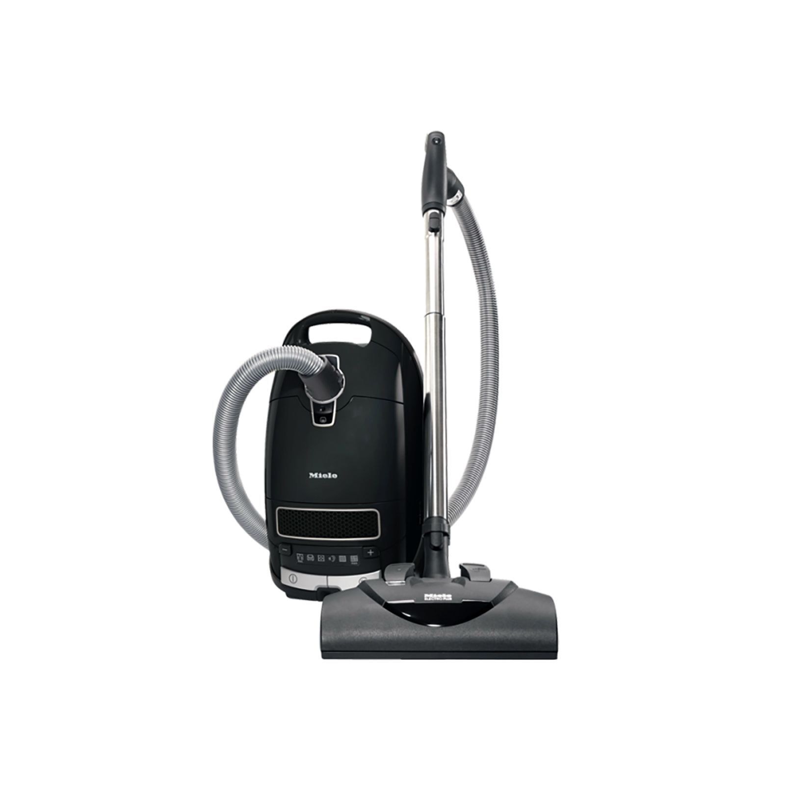 Canister vacuum cleaner with electrobrush for thorough cleaning of heavy-duty carpeting.