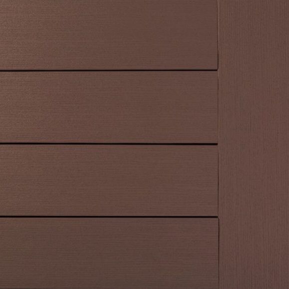 Brown wood siding detail. Horizontal planks, vertical border.
