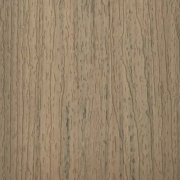Close-up of weathered gray-brown wood grain with vertical grooves and subtle color variations.