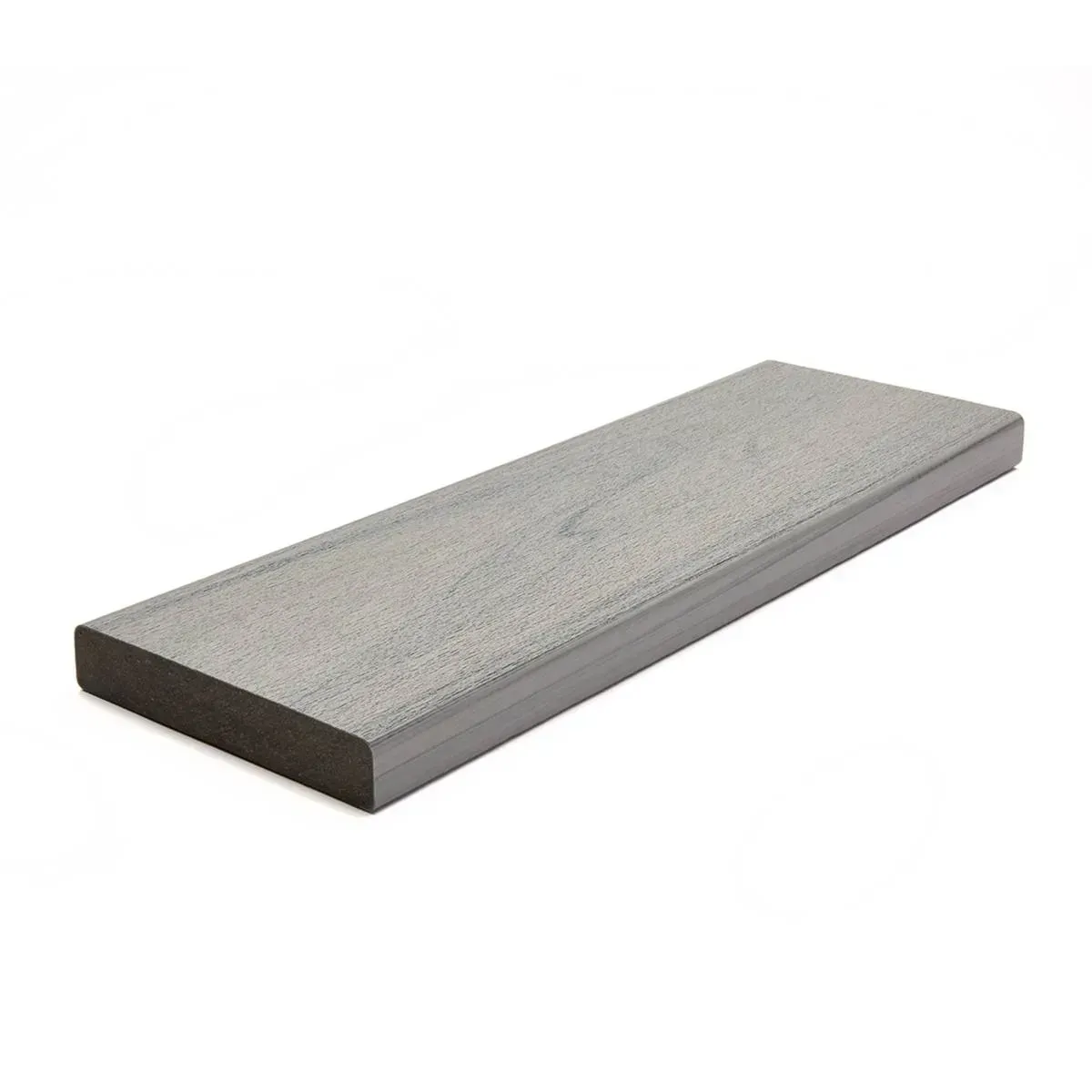 Gray rectangular composite decking board.