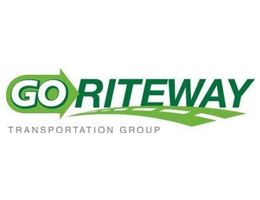 Logo for Go Riteway Transportation Group: Green and white text with an arrow, road illustration.