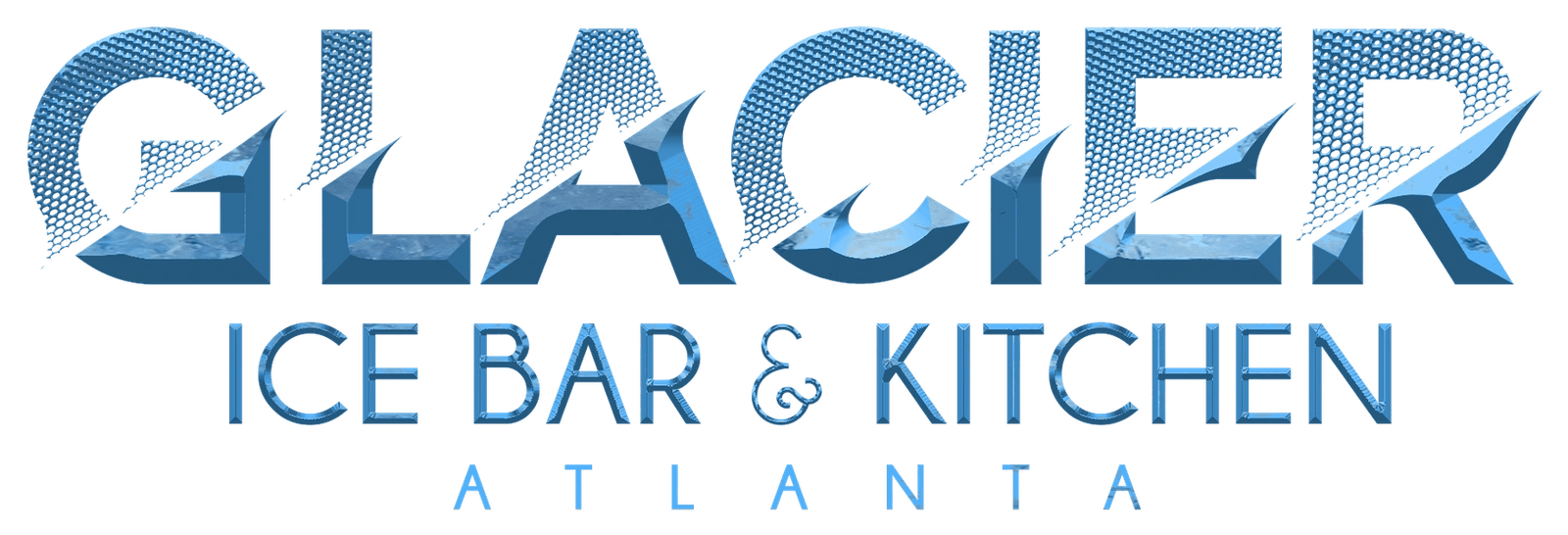 Glacier Ice Bar & Kitchen logo in blue with stylized iceberg and Alaska text