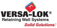 Logo for VERSA-LOK Retaining Wall Systems with a red, blue, and green cube icon above the company name.