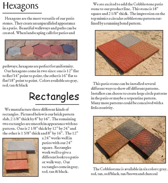 A poster showing different types of bricks including hexagons and rectangles