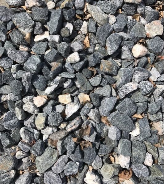 A pile of gravel is sitting on the ground.