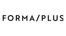 The logo for forma / plus is black and white on a white background.