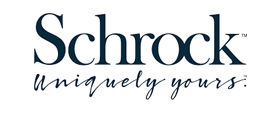 Schrock logo, featuring the brand name in dark blue above
