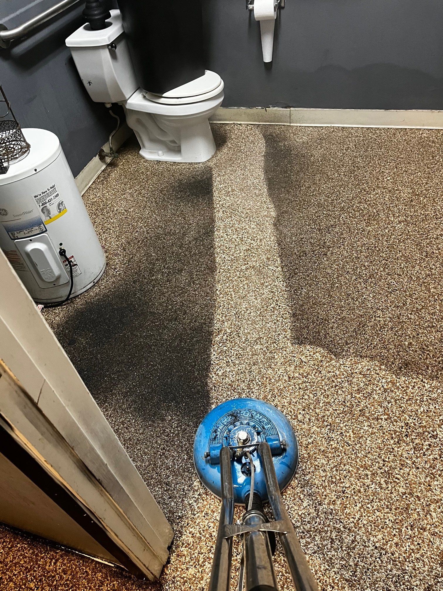 toilet during aggregate cleaning