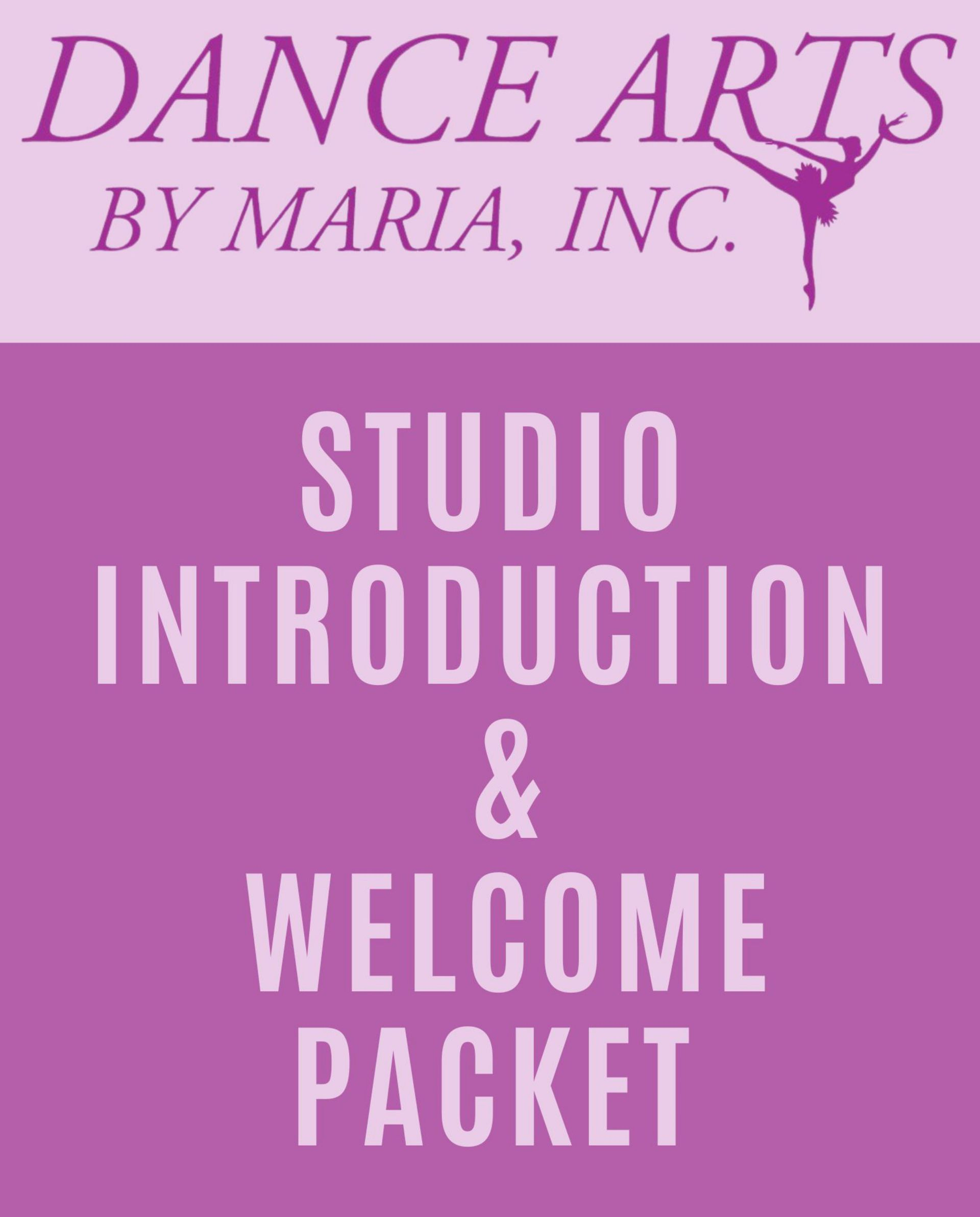 Pink and white Dance Arts by Maria studio introduction and welcome packet cover