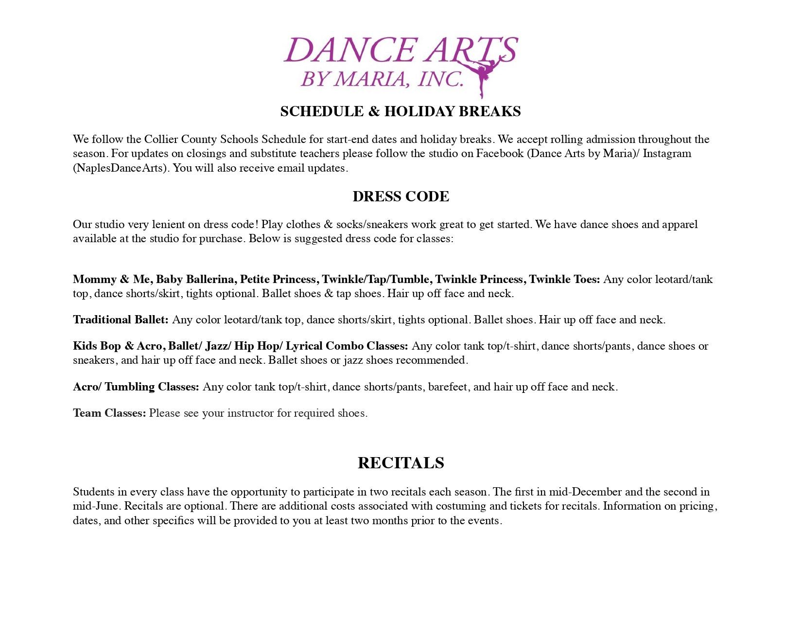 A white sheet of paper with the words dance arts on it.