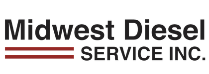 Midwest Diesel Service Inc. logo with black text and red horizontal lines