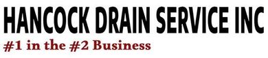 Logo for Hancock Drain Service Inc. Black text on white background: "HANCOCK DRAIN SERVICE INC".