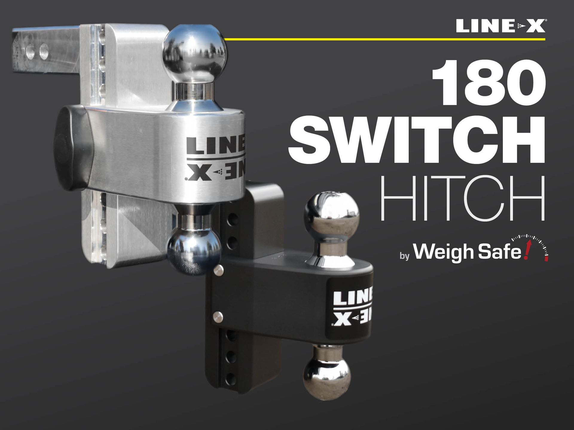 A picture of a 180 switch hitch on a black background