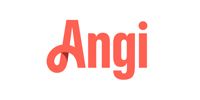 Angi logo in coral pink on a white background