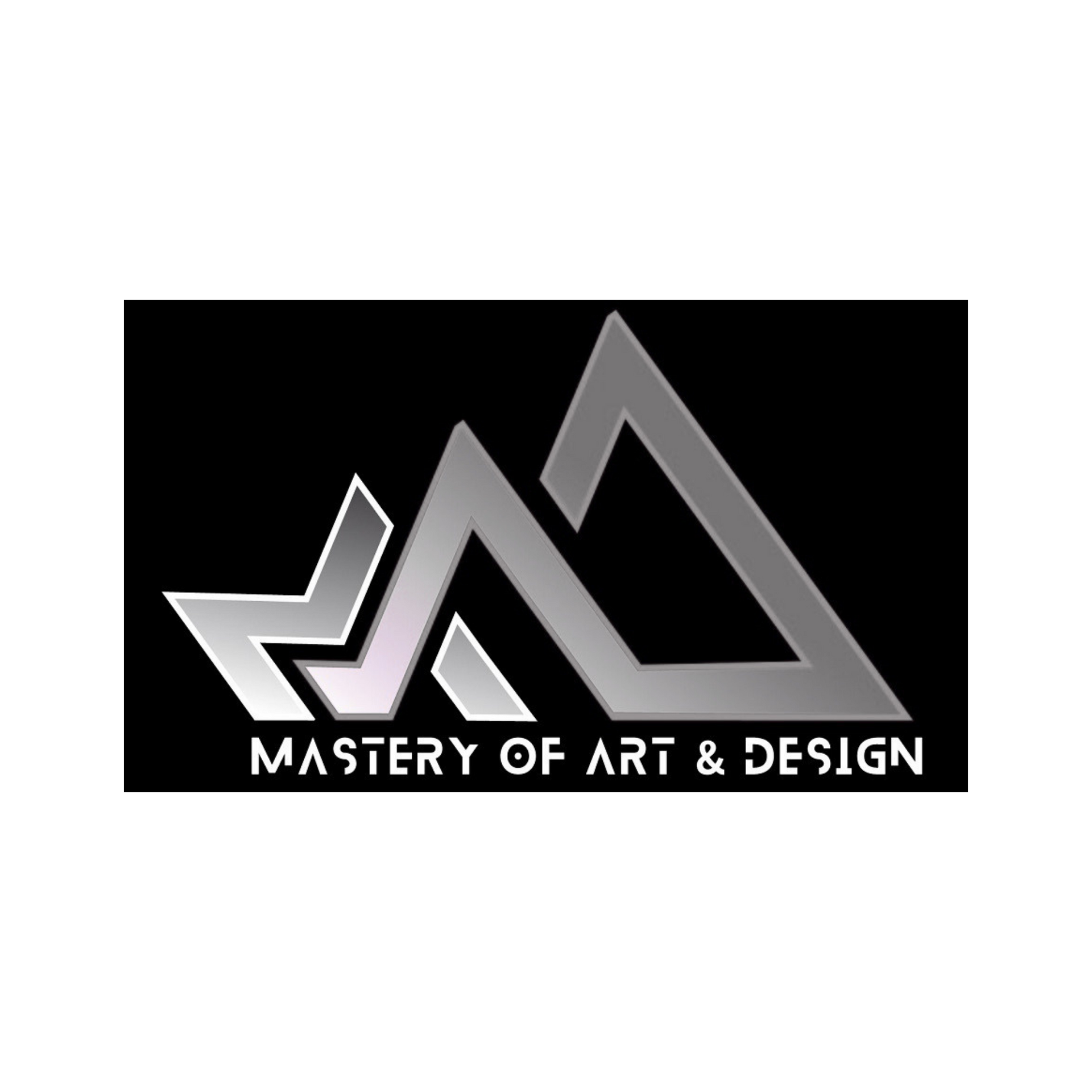 Black logo with stylized gray mountain peaks and the words “MASTER OF ART & DESIGN”