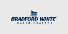 Bradford White water heaters logo in blue and gray on a white background