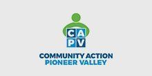 Community Action Pioneer Valley logo with green and blue icon and text on a white background