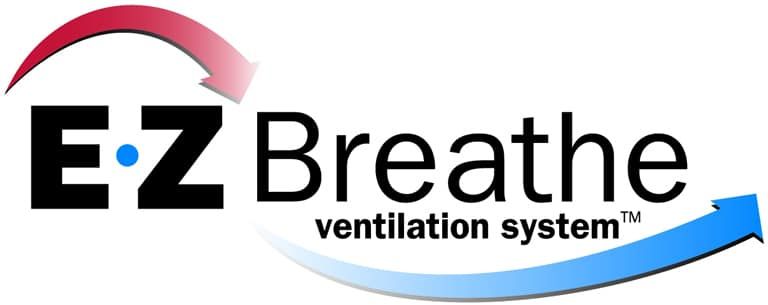 EZ Breathe ventilation system logo with red/blue arrows.