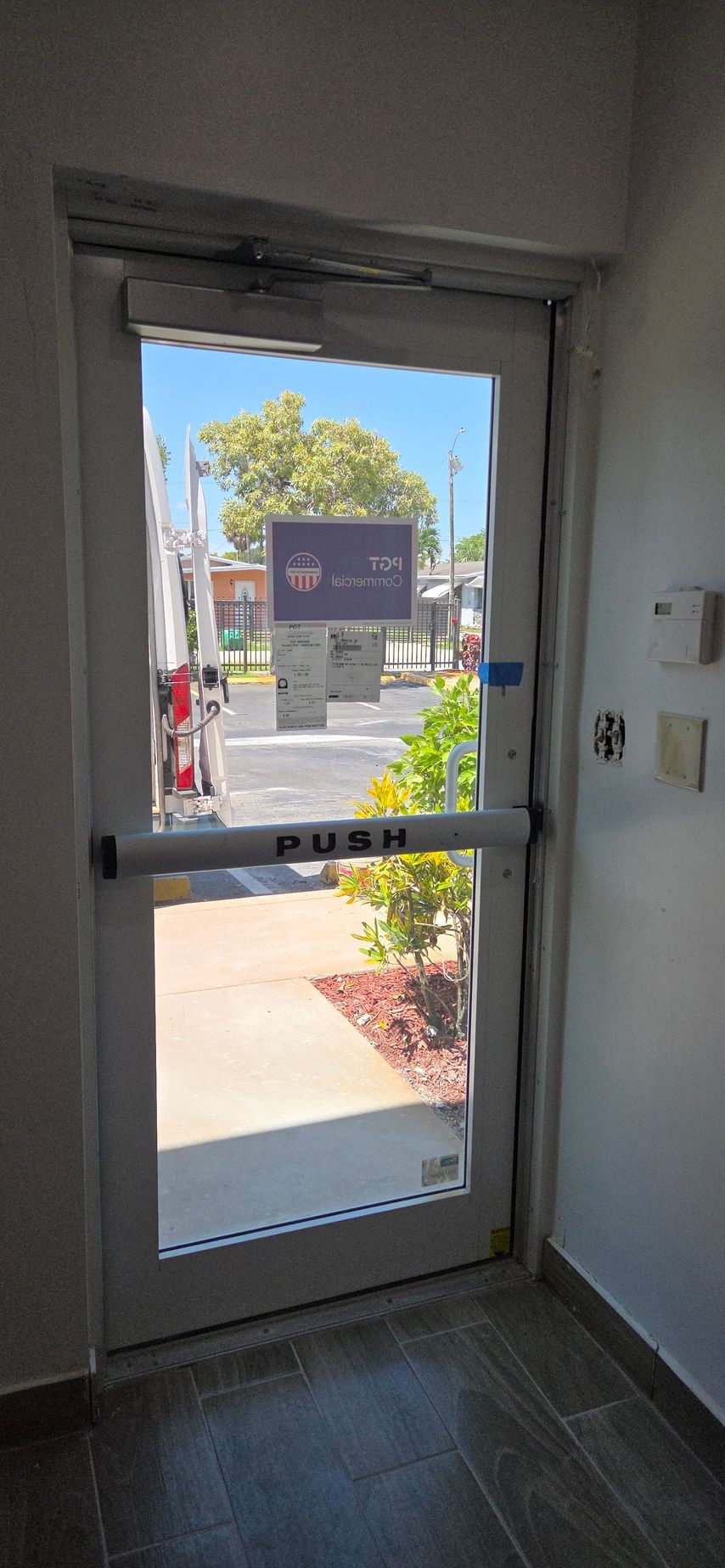 Glass door with 