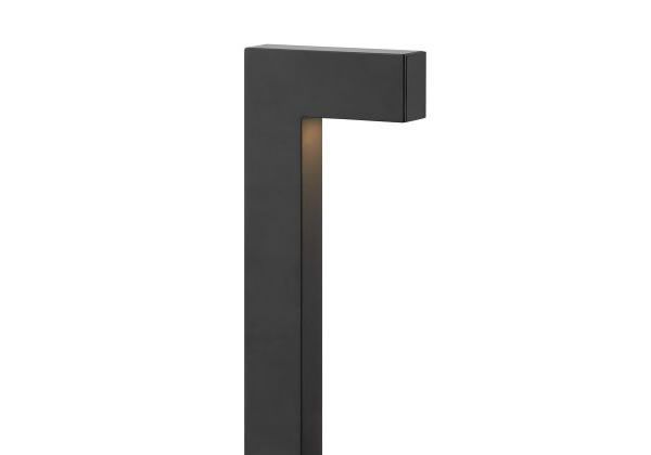 Black rectangular outdoor LED path light.