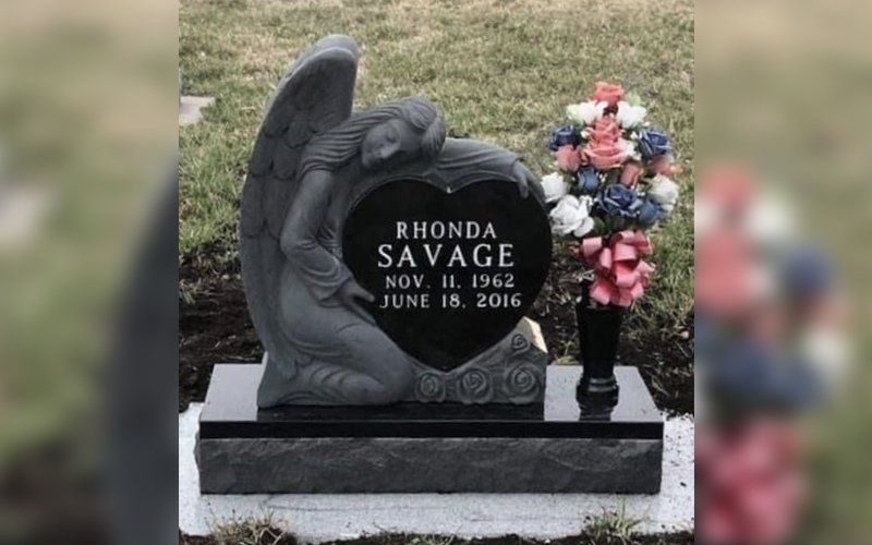 tombstone with angel with heart design