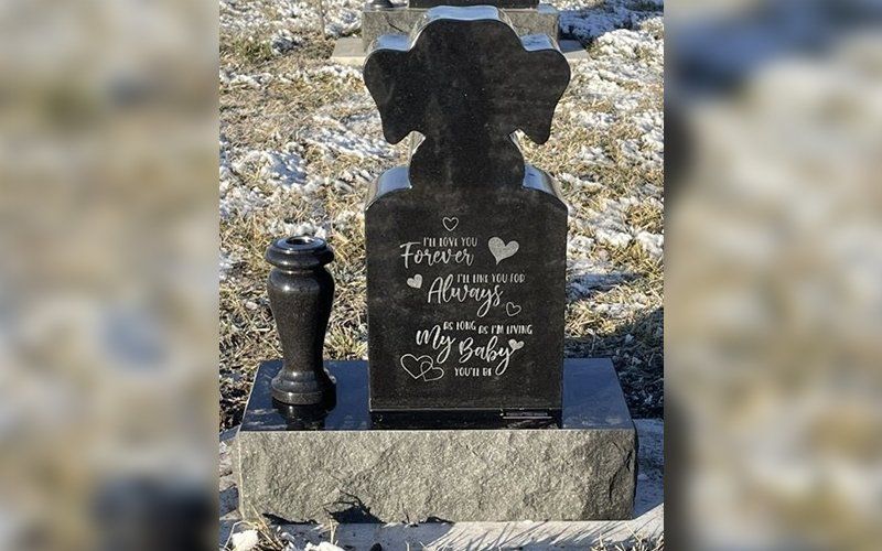 elephant design grave marker - back