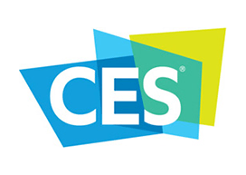 A blue and yellow ces logo on a white background