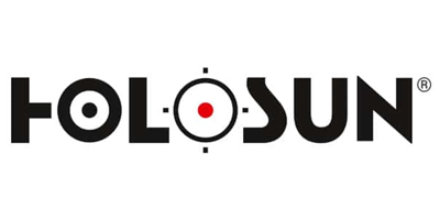 HOLOSUN logo in black with a red target dot in the center of the O