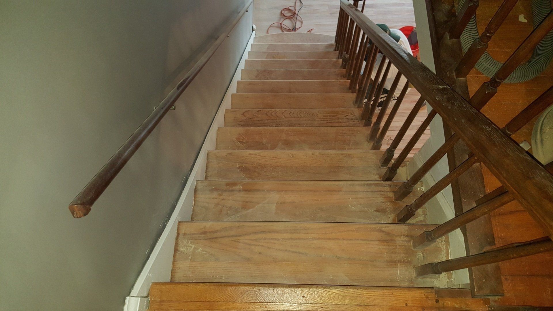 Before hardwood floor on stairs