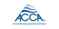 ACCA logo: Blue text and wave graphic on white background. Air Conditioning Contractors of America.