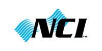NCI logo with black letters on a white background. Teal wave design left of the letters.
