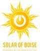 Logo for Solar of Boise, a golden sun with a power button in the center and the company name below.