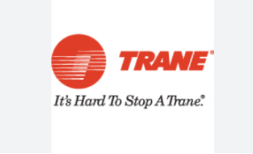 A trane logo that says it 's hard to stop a trane