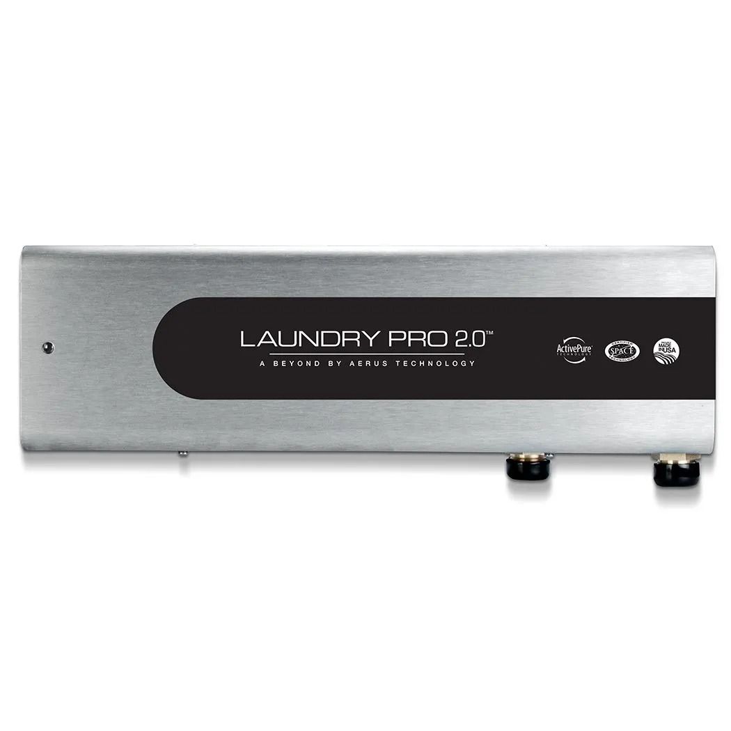 Silver Laundry Pro 2.0 device with black text on a black label.
