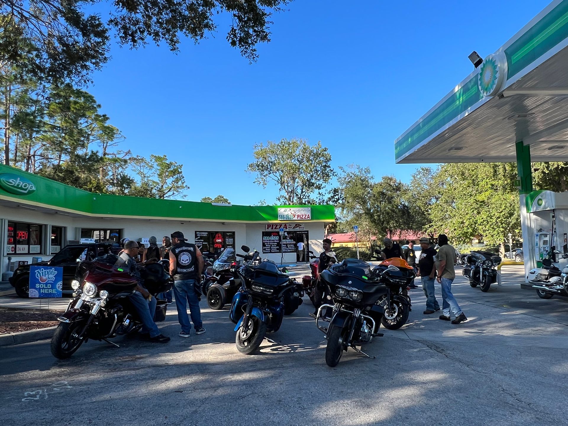 Bikers outside the restaurant