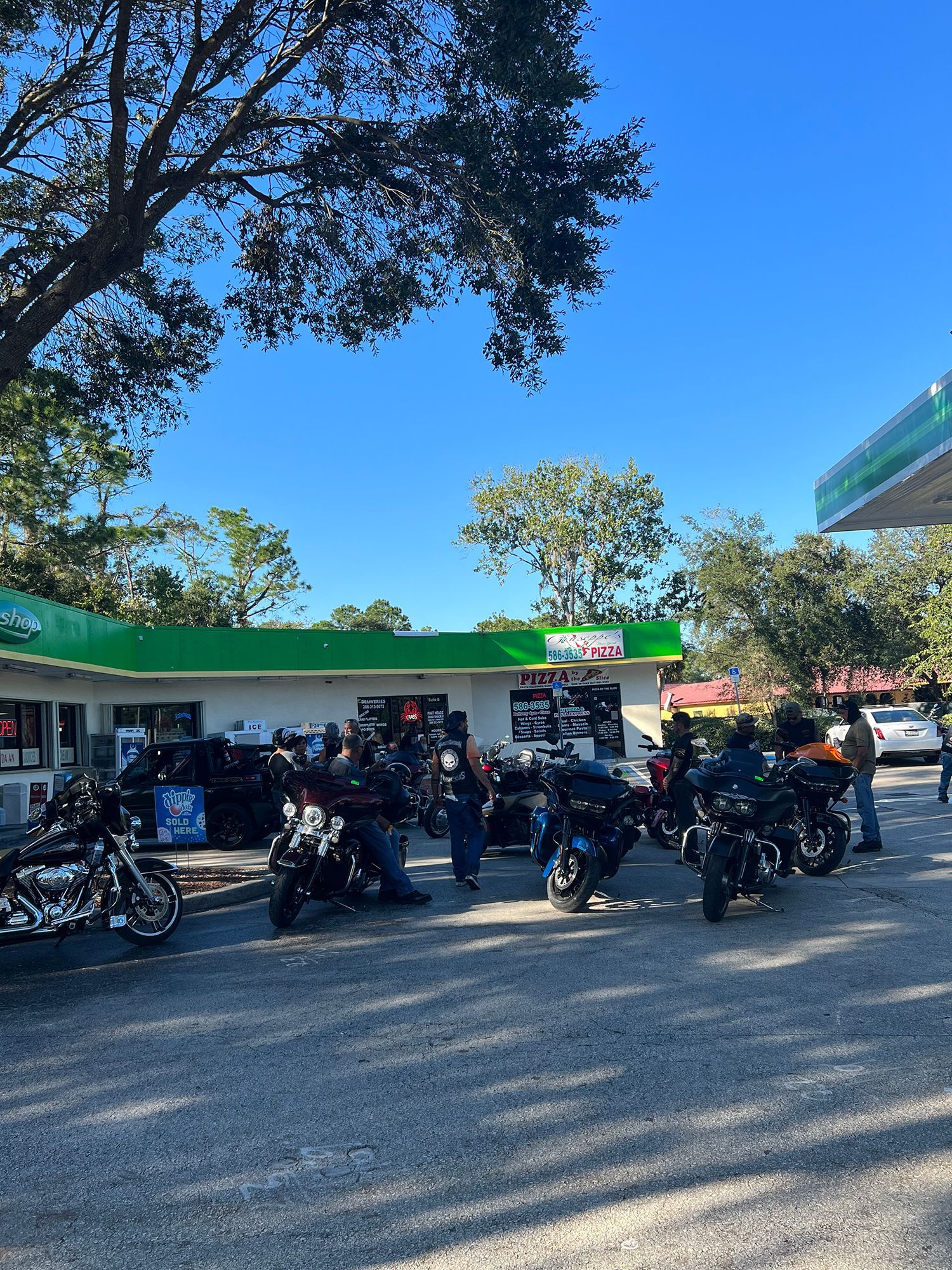 Bikers outside the restaurant