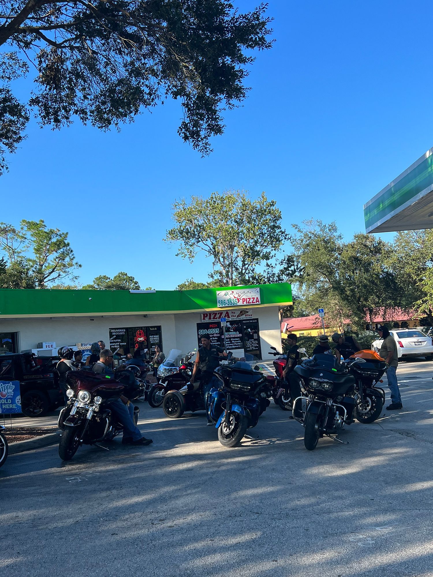 Bikers outside the restaurant