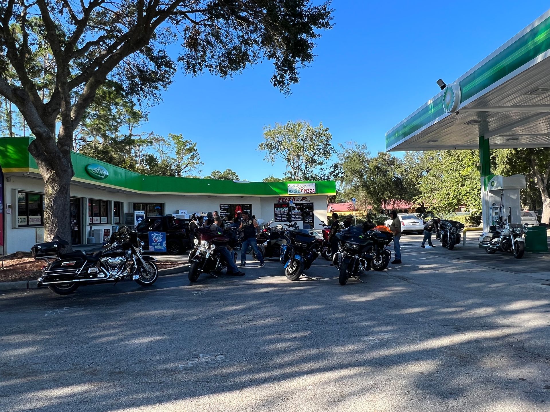 Bikers outside the restaurant