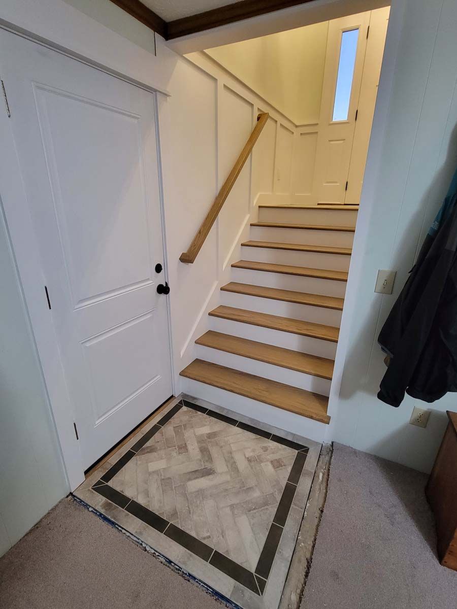 Stairs leading up to the second floor of a house
